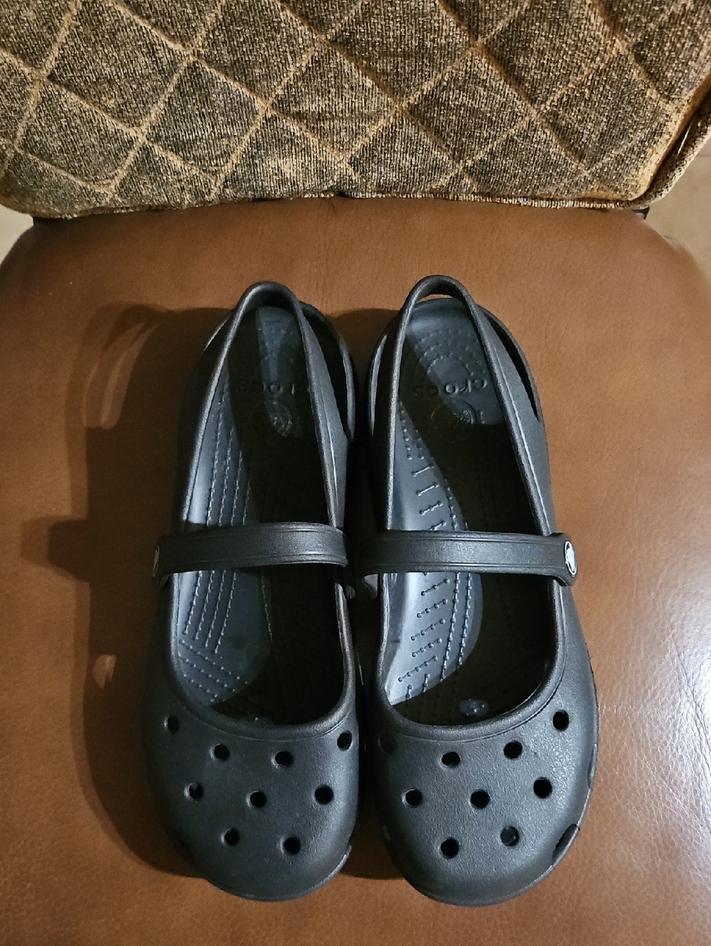CROCS Black Mary Jane-Style Clogs with Heel Strap - Picture 2 of 6